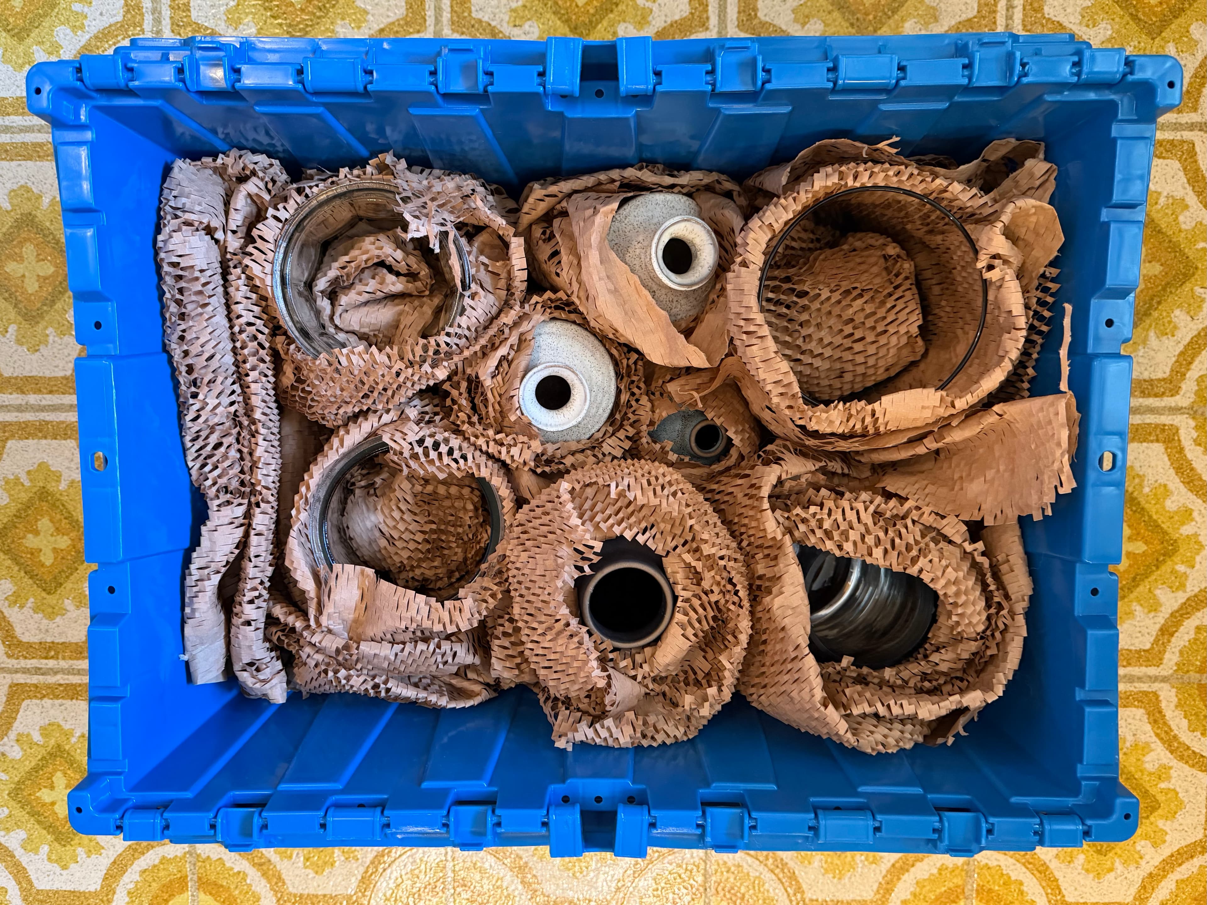 Kitchen packed with honeycomb paper